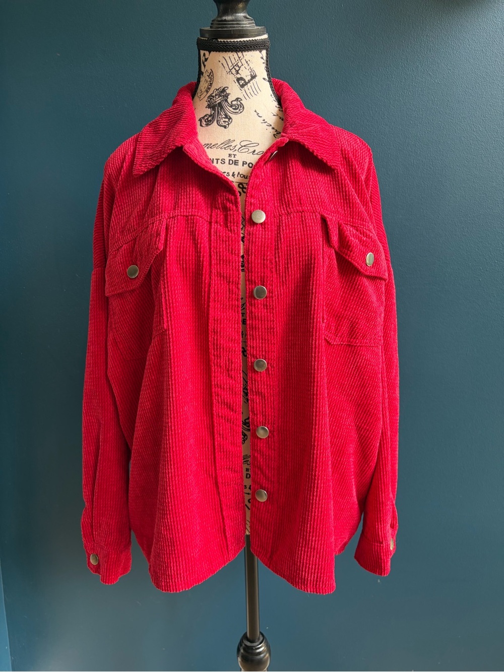 rue21 Red Corduroy Oversized Shacket Shirt Jacket Y2K Size M